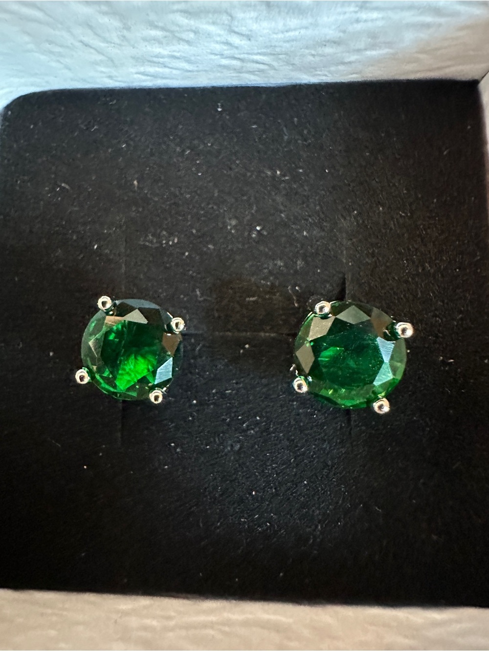 2 Pairs Crystal Stud Earrings Set‎ Purple & Green Silver Tone Jewelry - Picture 2 of 4